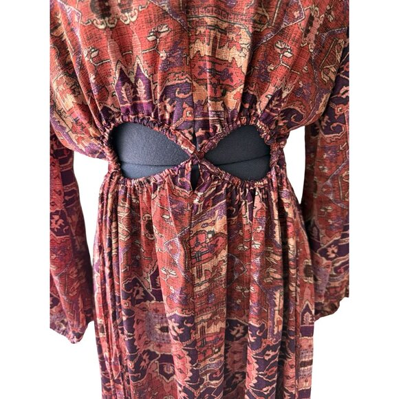 NWT MISA Los Angeles Kasia Maxi Dress Septima Tapestry Satin Cut-Outs M - Picture 8 of 13